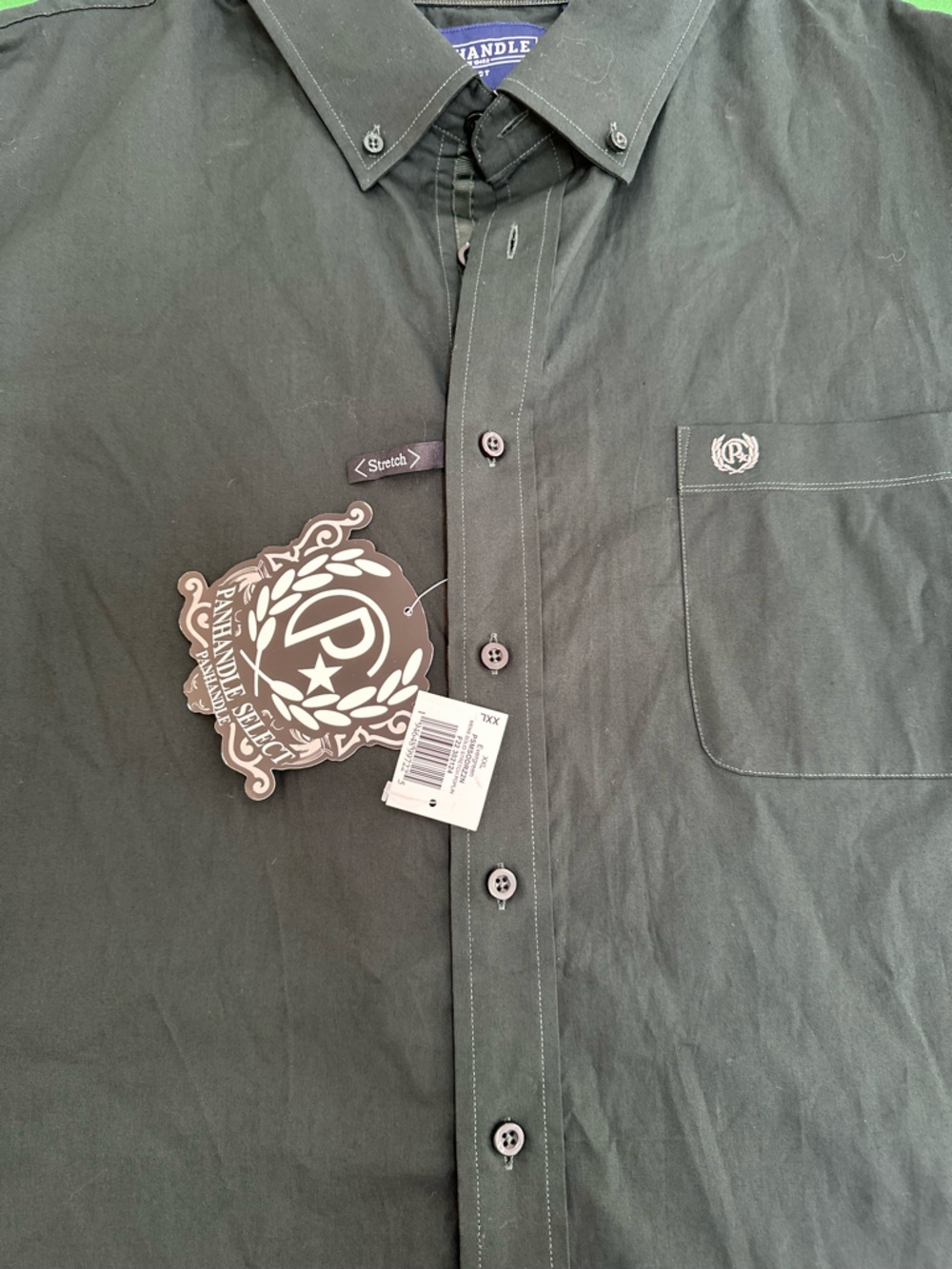 Men’s Panhandle Select Dark Green Solid Stretch Poplin Button up Long sleeve - Picture 5 of 11